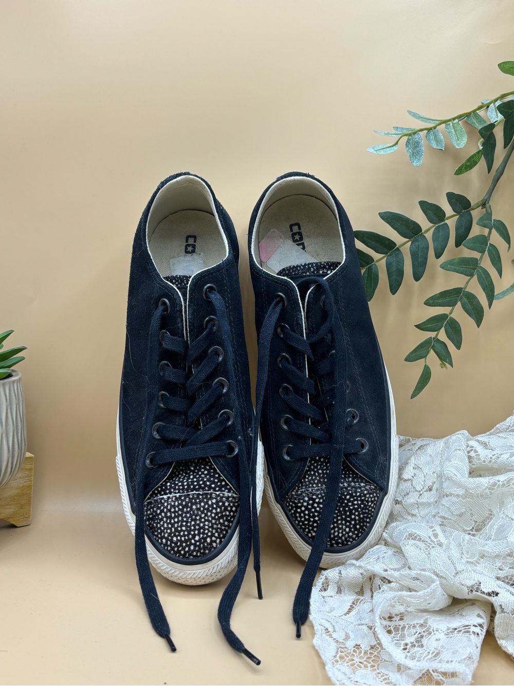 Converse Chuck Taylor All Star Black Pony Hair Suede Low 157666C Women’s 8
